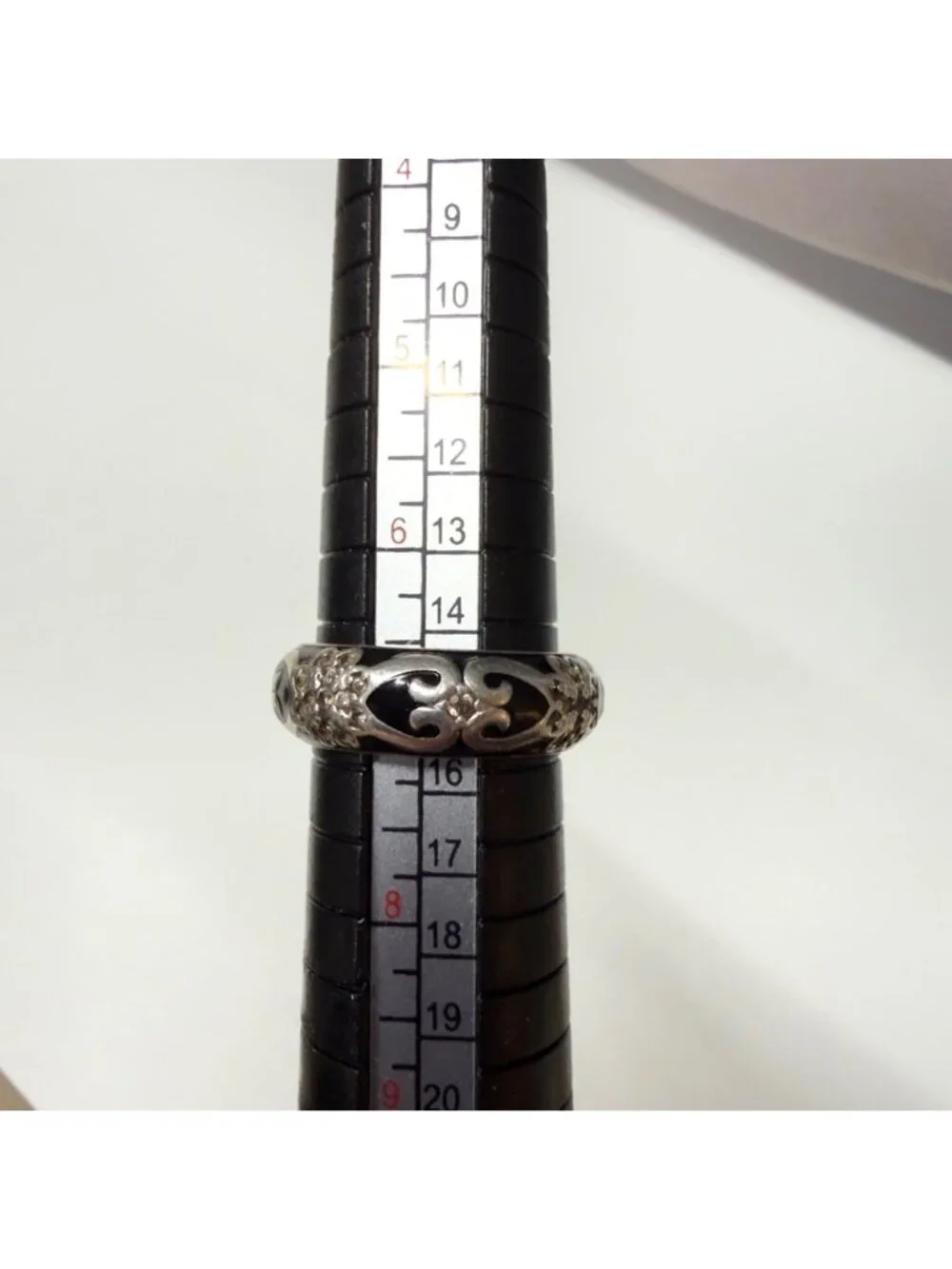 Hidalgo Sterling Silver Black Enamel CZ 925 Band Ring Size 7